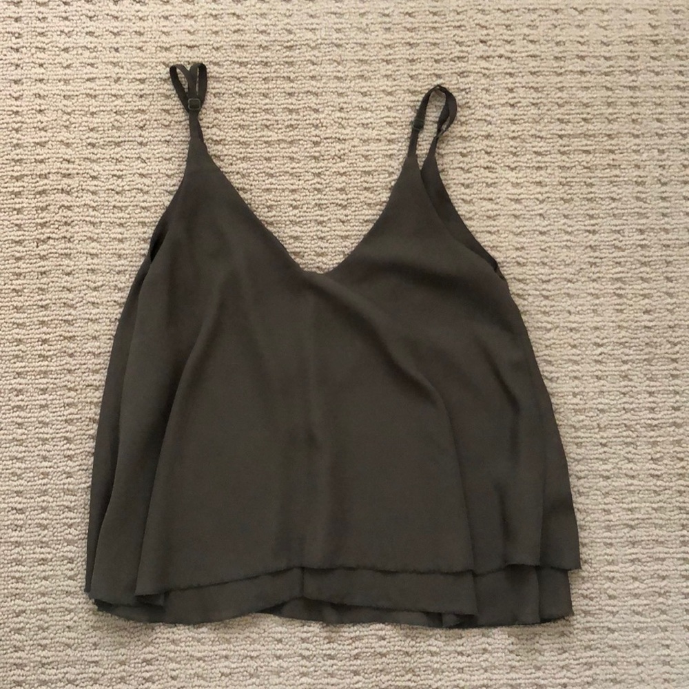 Olive green flowy tank with open back